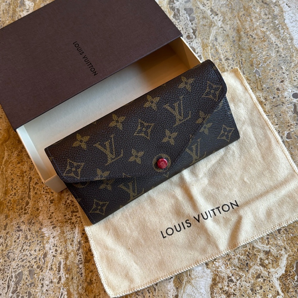 Louis Vuitton Emilie Wallet Monogram Canvas Fuchsia Interior + Box & Dust Bag